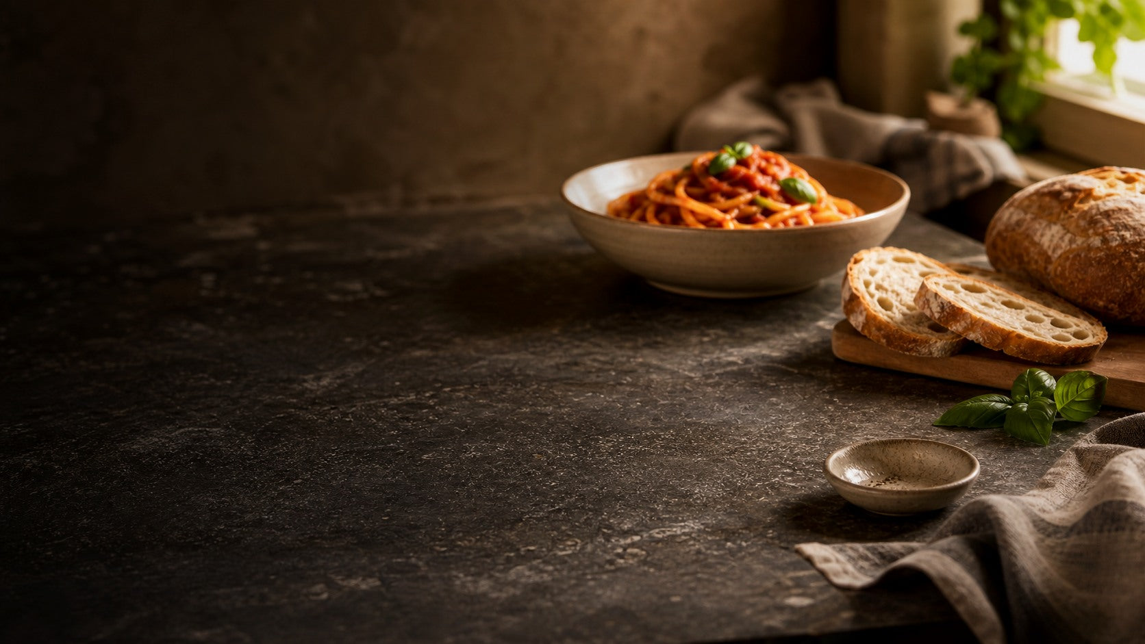 Italienischer Pasta-Abend mit Pasta, Sugo und Olivenöl
