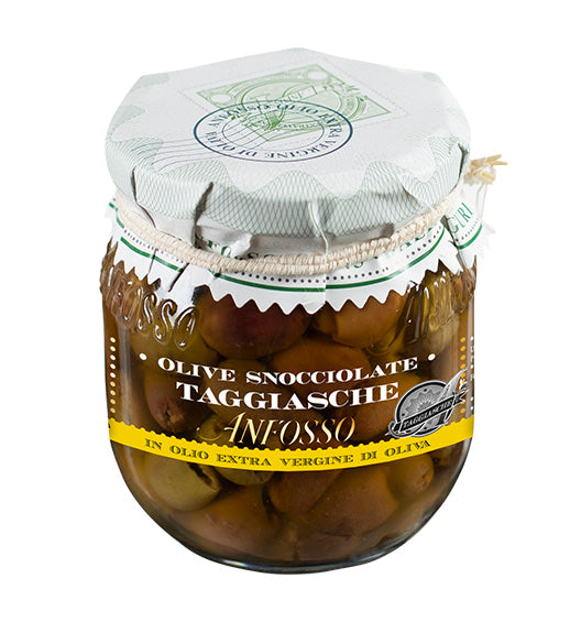 Taggiasche Oliven entsteint in Olivenöl Anfosso — 185g