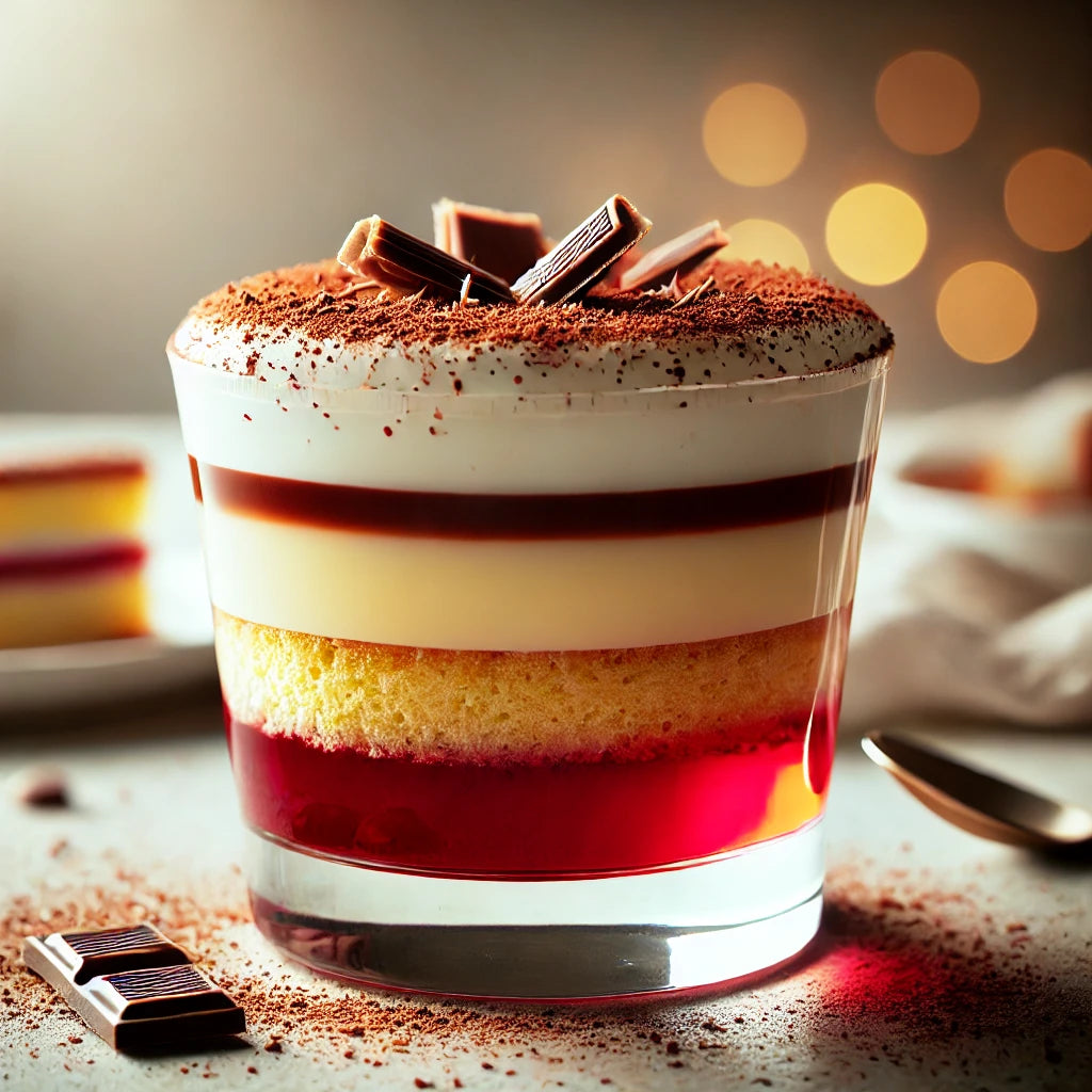 
                  
                    Colomba Creme Zuppa Inglese (Likör-Vanille) und Himbeeren
                  
                